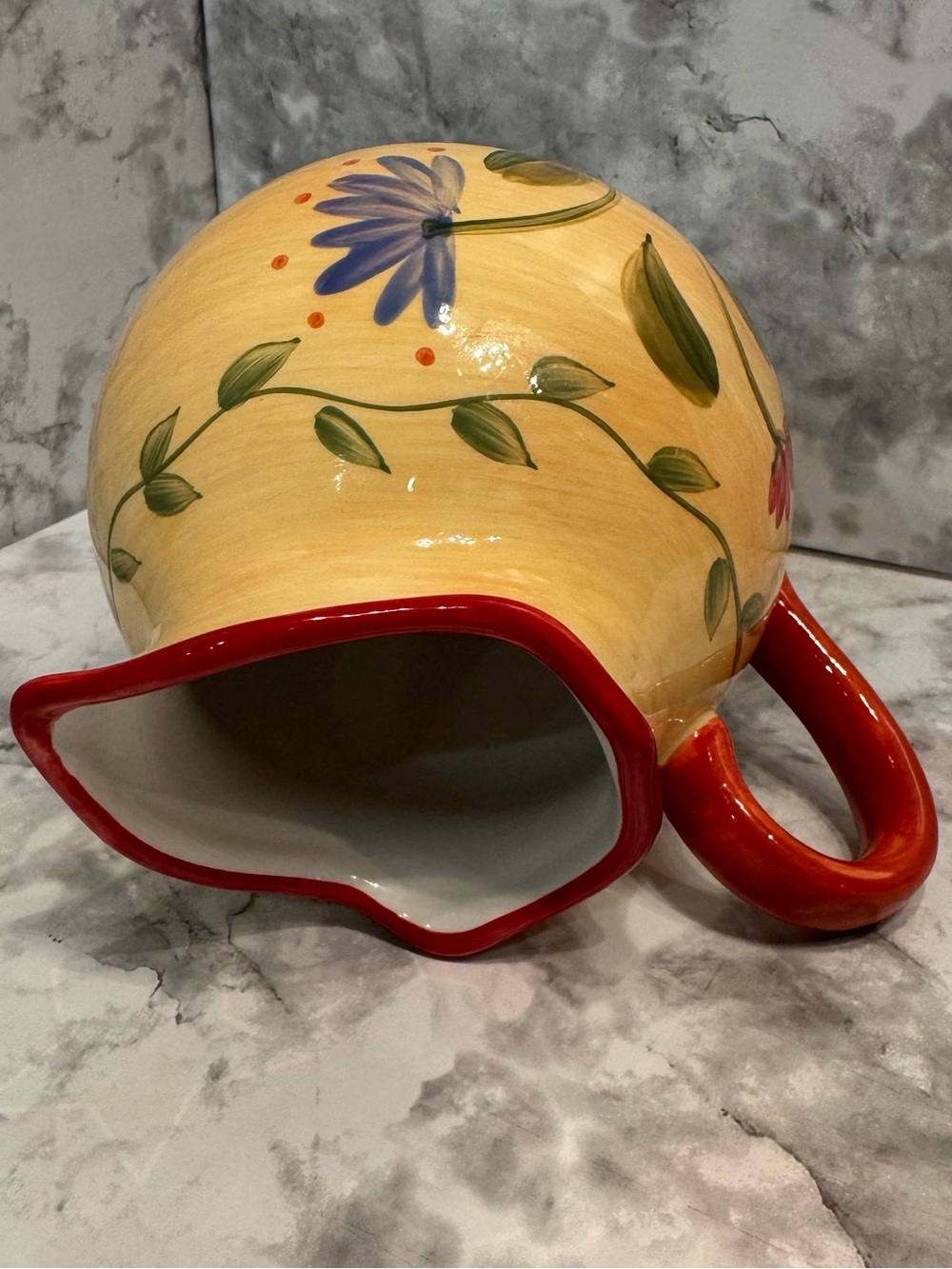 Vibrant Pfaltzgraff Napoli Hand Painted Floral Ceramic Pitcher 5.5" - Picture 5 of 11